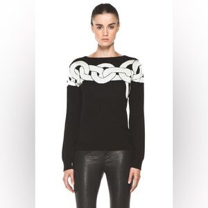 Diane Von Furstenberg Black and White Chain Sweater